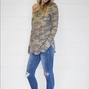 Camo Off The Shoulder Top